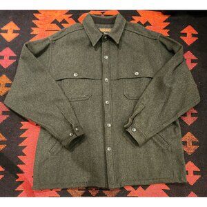 VINTAGE Woolrich Men's Green Wool/Nylon Button-Up Shirt Jacket XL